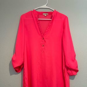 GB Hi-Low Sheer Neon Blouse